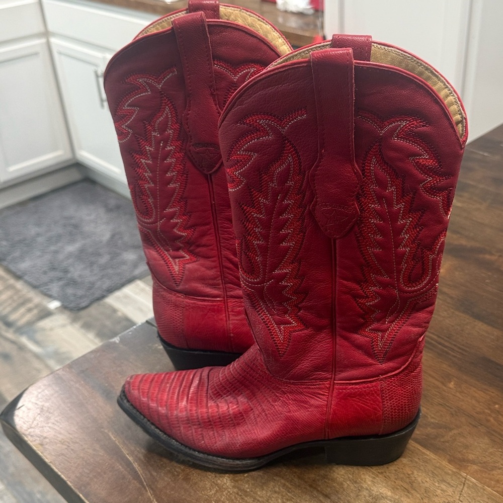 Red Western Real Exotic Leather Cowboy Boots!